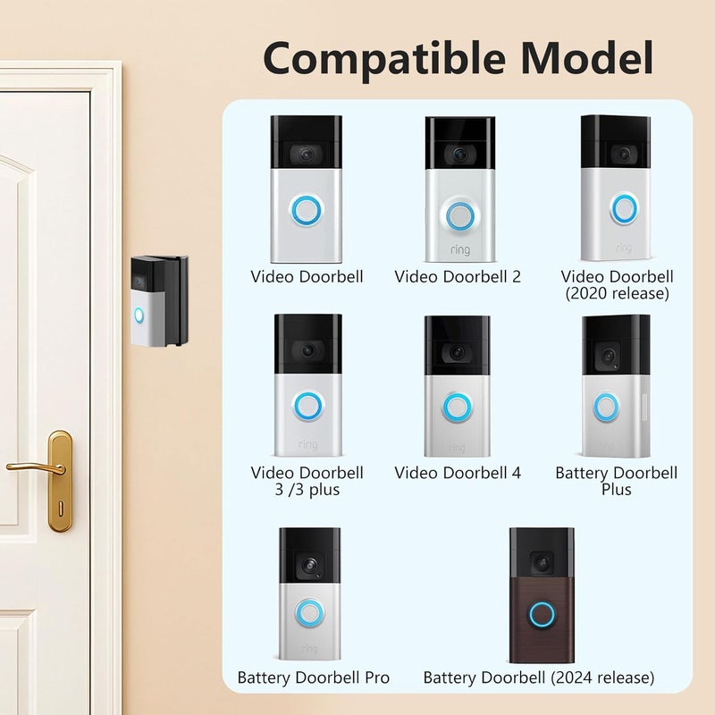 Mamerry Adjustable 30 to 55 Degree Doorbell Angle Mount Compatible with Video Doorbell 1/2/3/4/(2020 Release)/Battery Doorbell Plus/Pro, Doorbell Camera Door Mount Wedge Kit for House - Image 2